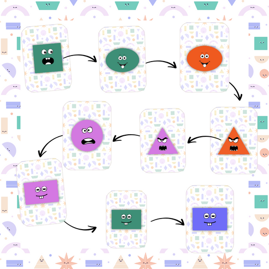 "Deštík" tvary - dětská karetní hra v PDF